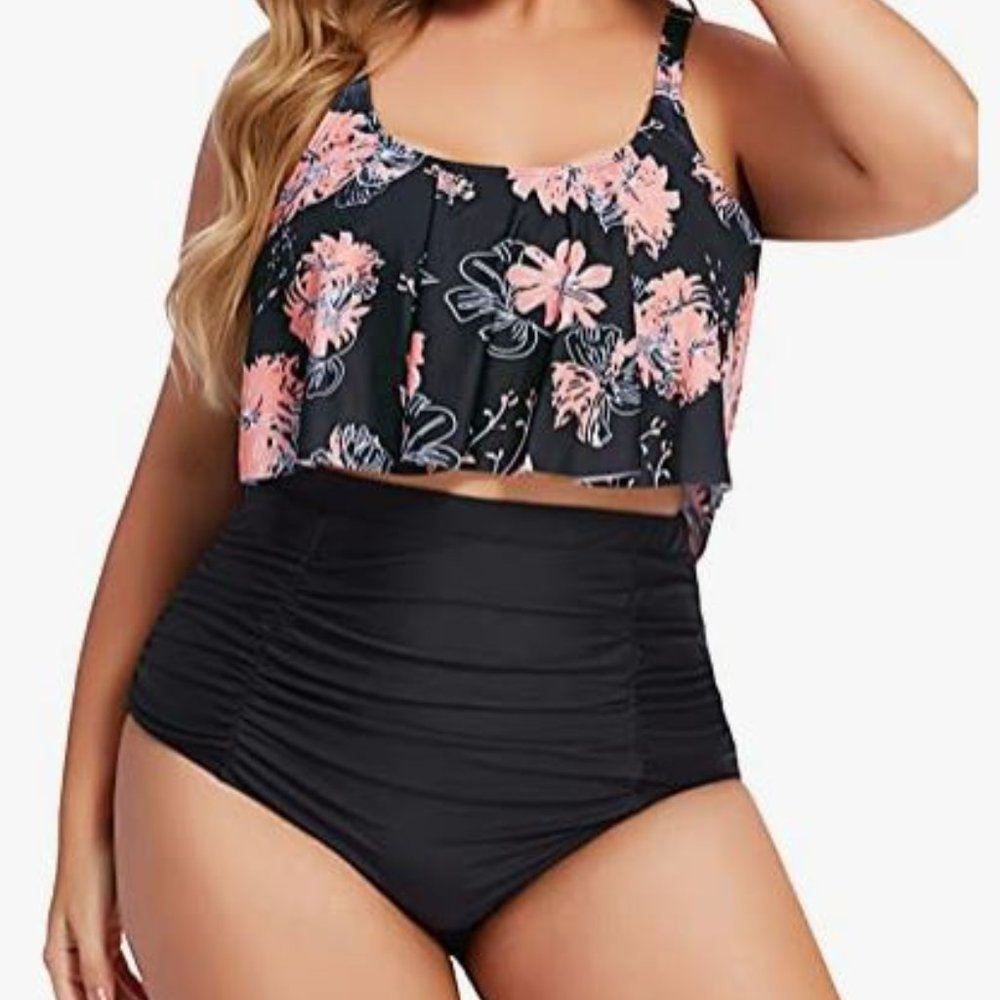 Bikini Set Tummy Control Swimsuit Two Piece High Waist